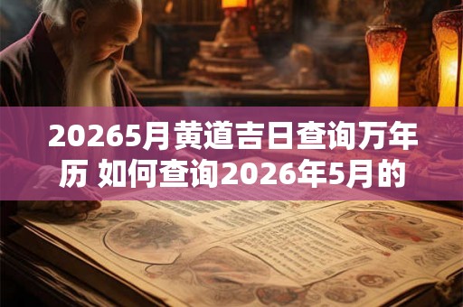 20265月黄道吉日查询万年历 如何查询2026年5月的黄道吉日请使用万年历进行查询