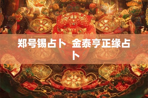 郑号锡占卜  金泰亨正缘占卜