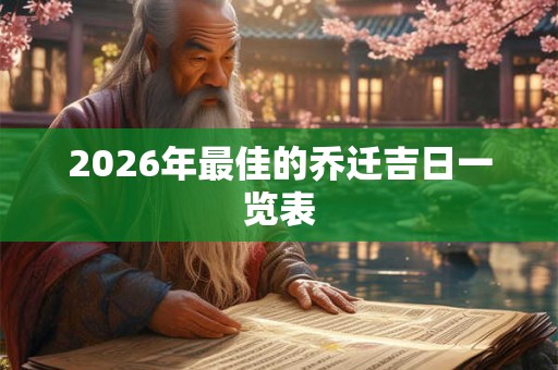 2026年最佳的乔迁吉日一览表