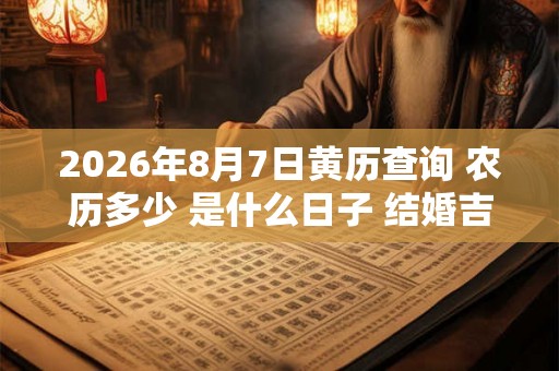 2026年8月7日黄历查询 农历多少 是什么日子 结婚吉时 2026年8月7日黄历查询 农历多少 是什么日子 结婚吉时