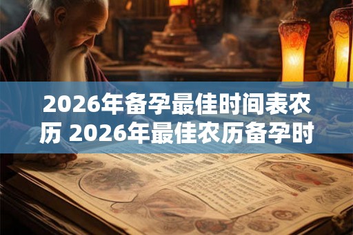2026年备孕最佳时间表农历 2026年最佳农历备孕时间表是什么