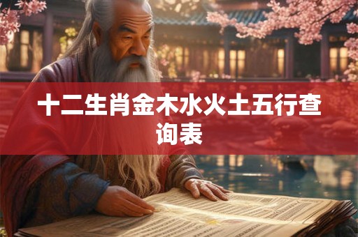 十二生肖金木水火土五行查询表