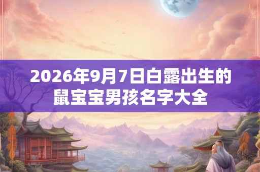 2026年9月7日白露出生的鼠宝宝男孩名字大全 2026年9月7日白露出生的鼠宝宝男孩名字大全
