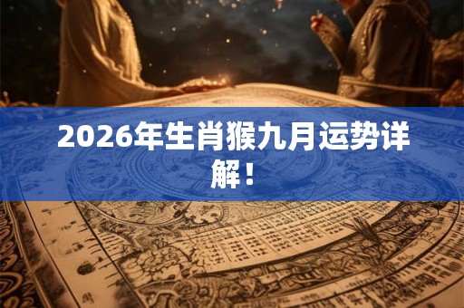 2026年生肖猴九月运势详解！