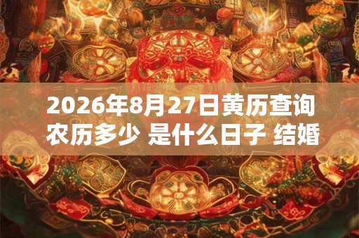2026年8月27日黄历查询 农历多少 是什么日子 结婚吉时