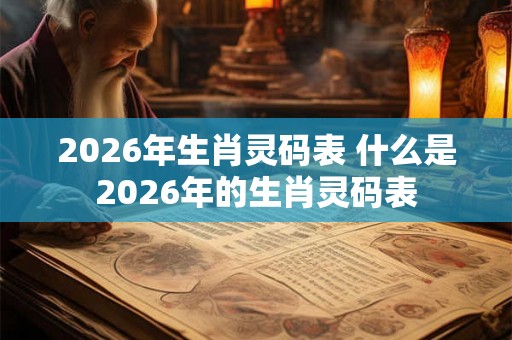 2026年生肖灵码表 什么是2026年的生肖灵码表