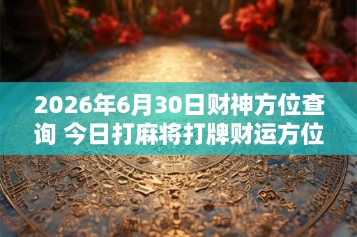 2026年6月30日财神方位查询 今日打麻将打牌财运方位