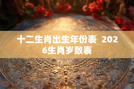 十二生肖出生年份表 2026生肖岁数表 十二生肖出生年份表 2026生肖岁数表