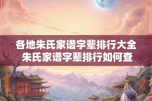 各地朱氏家谱字辈排行大全 朱氏家谱字辈排行如何查询