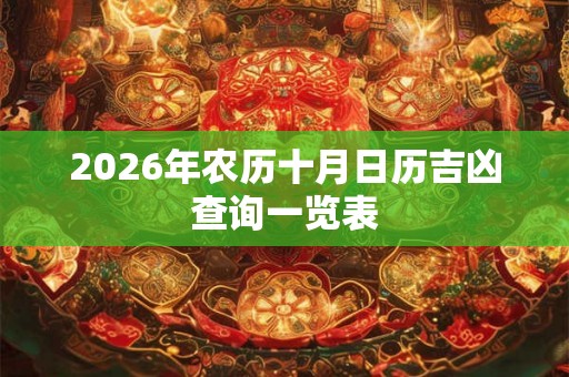 2026年农历十月日历吉凶查询一览表