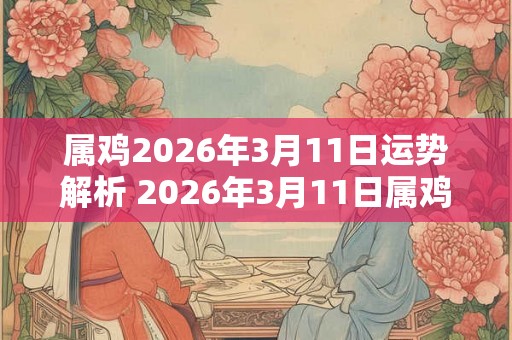 属鸡2026年3月11日运势解析 2026年3月11日属鸡人运势 属鸡2026年3月11日运势解析 2026年3月11日属鸡人运势