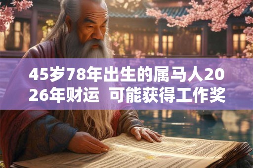 45岁78年出生的属马人2026年财运 可能获得工作奖金 45岁78年出生的属马人2026年财运 可能获得工作奖金