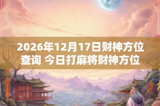 2026年12月17日财神方位查询 今日打麻将财神方位一览表
