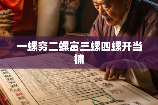 一螺穷二螺富三螺四螺开当铺 一螺穷二螺富三螺四螺开当铺