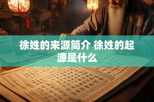 徐姓的来源简介 徐姓的起源是什么