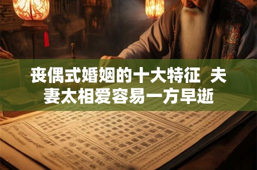 丧偶式婚姻的十大特征  夫妻太相爱容易一方早逝
