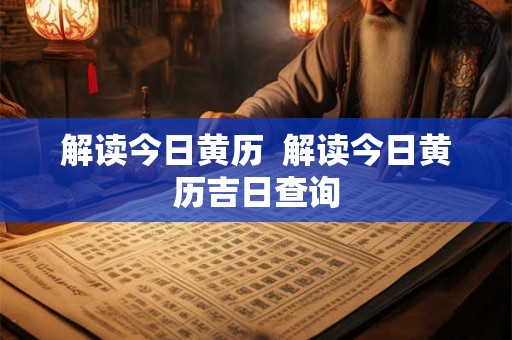 解读今日黄历  解读今日黄历吉日查询