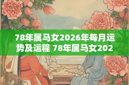 78年属马女2026年每月运势及运程 78年属马女2026年月运如何