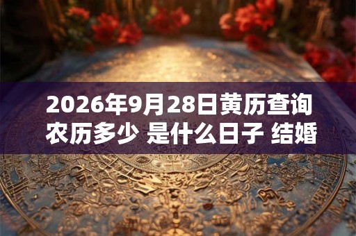 2026年9月28日黄历查询 农历多少 是什么日子 结婚吉时