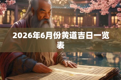 2026年6月份黄道吉日一览表 2026年6月份黄道吉日一览表