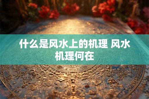 什么是风水上的机理 风水机理何在