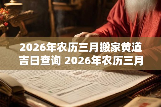 2026年农历三月搬家黄道吉日查询 2026年农历三月搬家黄道吉日是哪天