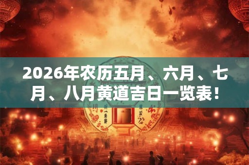 2026年农历五月、六月、七月、八月黄道吉日一览表！