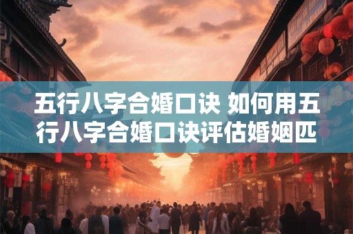 五行八字合婚口诀 如何用五行八字合婚口诀评估婚姻匹配度