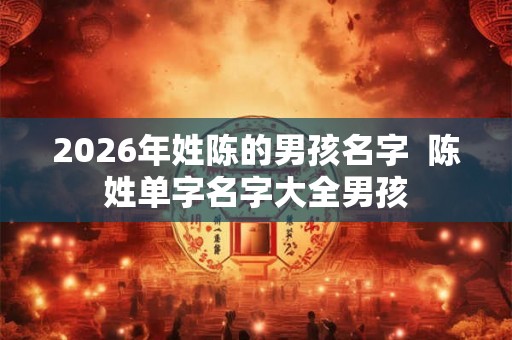 2026年姓陈的男孩名字  陈姓单字名字大全男孩