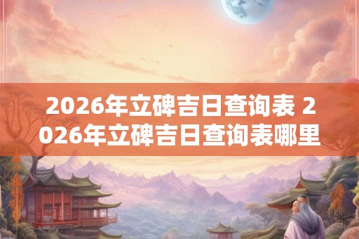 2026年立碑吉日查询表 2026年立碑吉日查询表哪里有