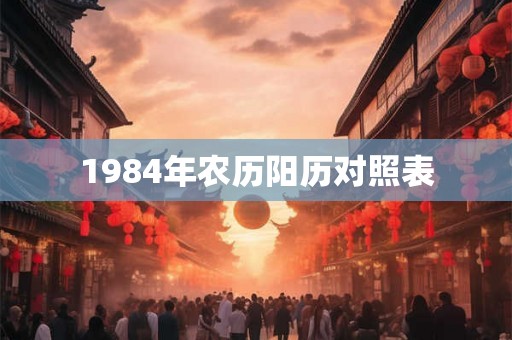 1984年农历阳历对照表