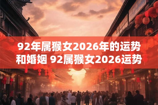 92年属猴女2026年的运势和婚姻 92属猴女2026运势婚姻如何