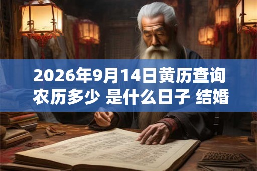 2026年9月14日黄历查询 农历多少 是什么日子 结婚吉时 2026年9月14日黄历查询 农历多少 是什么日子 结婚吉时
