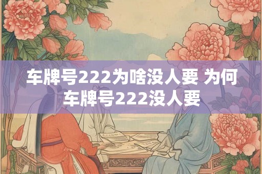 车牌号222为啥没人要 为何车牌号222没人要