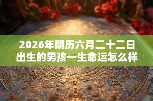 2026年阴历六月二十二日出生的男孩一生命运怎么样