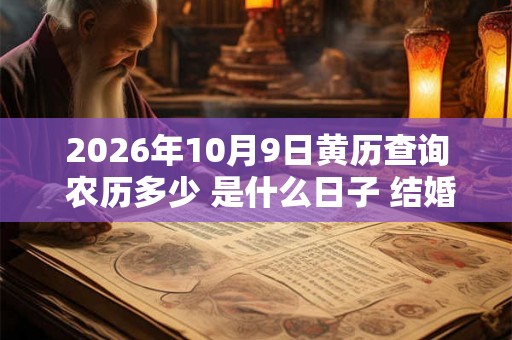 2026年10月9日黄历查询 农历多少 是什么日子 结婚吉时