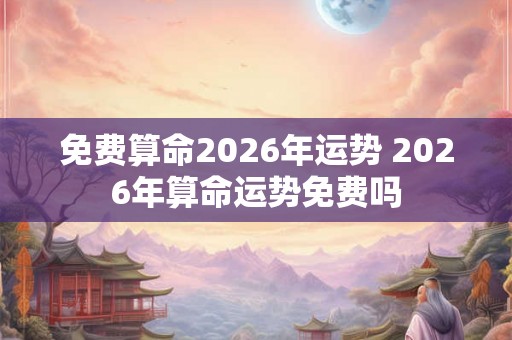 免费算命2026年运势 2026年算命运势免费吗