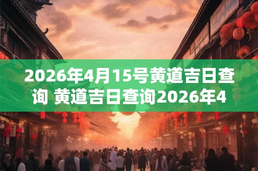 2026年4月15号黄道吉日查询 黄道吉日查询2026年4月15号是什么时候