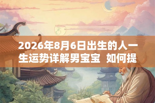 2026年8月6日出生的人一生运势详解男宝宝  如何提高财运
