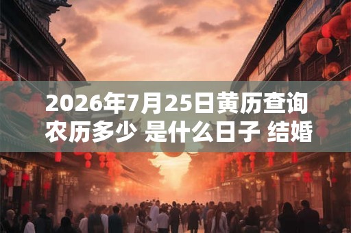 2026年7月25日黄历查询 农历多少 是什么日子 结婚吉时