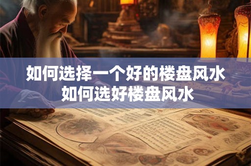 如何选择一个好的楼盘风水 如何选好楼盘风水