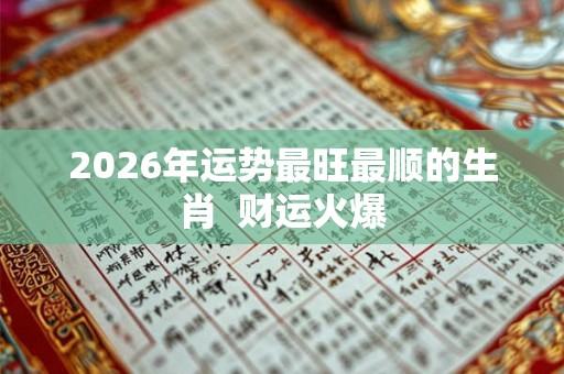2026年运势最旺最顺的生肖  财运火爆