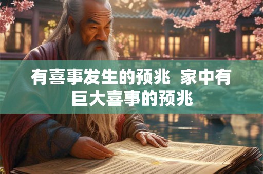 有喜事发生的预兆  家中有巨大喜事的预兆