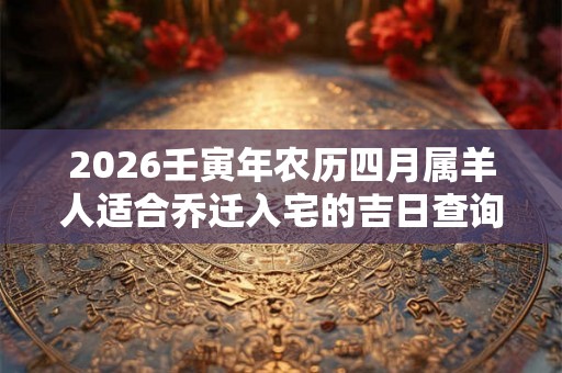 2026壬寅年农历四月属羊人适合乔迁入宅的吉日查询表