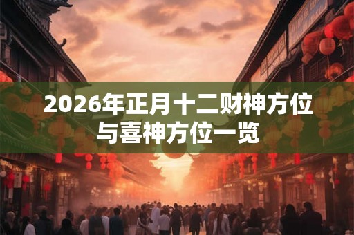 2026年正月十二财神方位与喜神方位一览