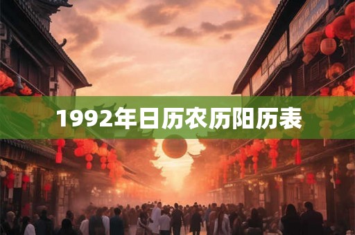 1992年日历农历阳历表