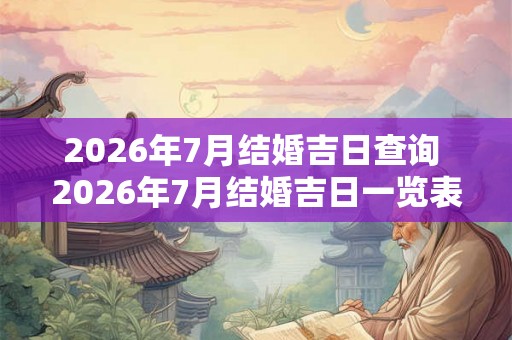 2026年7月结婚吉日查询 2026年7月结婚吉日一览表