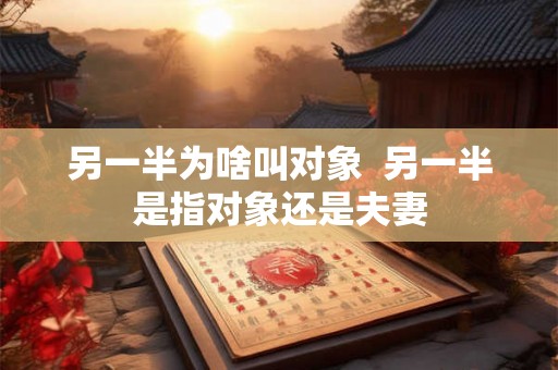另一半为啥叫对象 另一半是指对象还是夫妻 另一半为啥叫对象 另一半是指对象还是夫妻