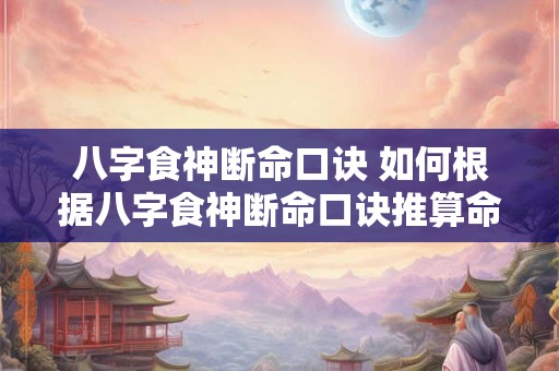八字食神断命口诀 如何根据八字食神断命口诀推算命运