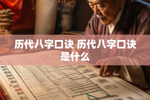 历代八字口诀 历代八字口诀是什么